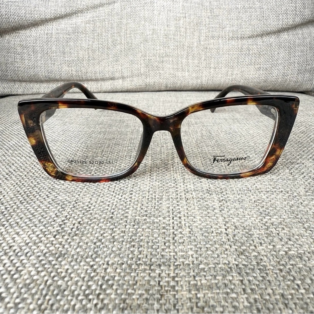 Salvatore Ferragamo Eyeglasses Frame GP23122 Brown Tort Gold Square 52-20-151